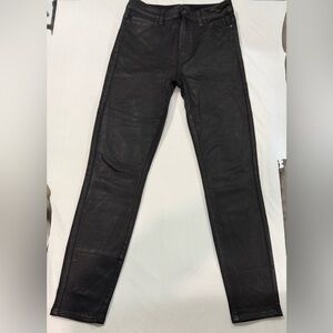 PAIGE Margot Ankle Jeans Size 27 Black Fog Luxe Coating Faux Leather Look